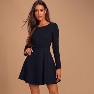 Lulus Forever Black Long Sleeve Dress - Size M